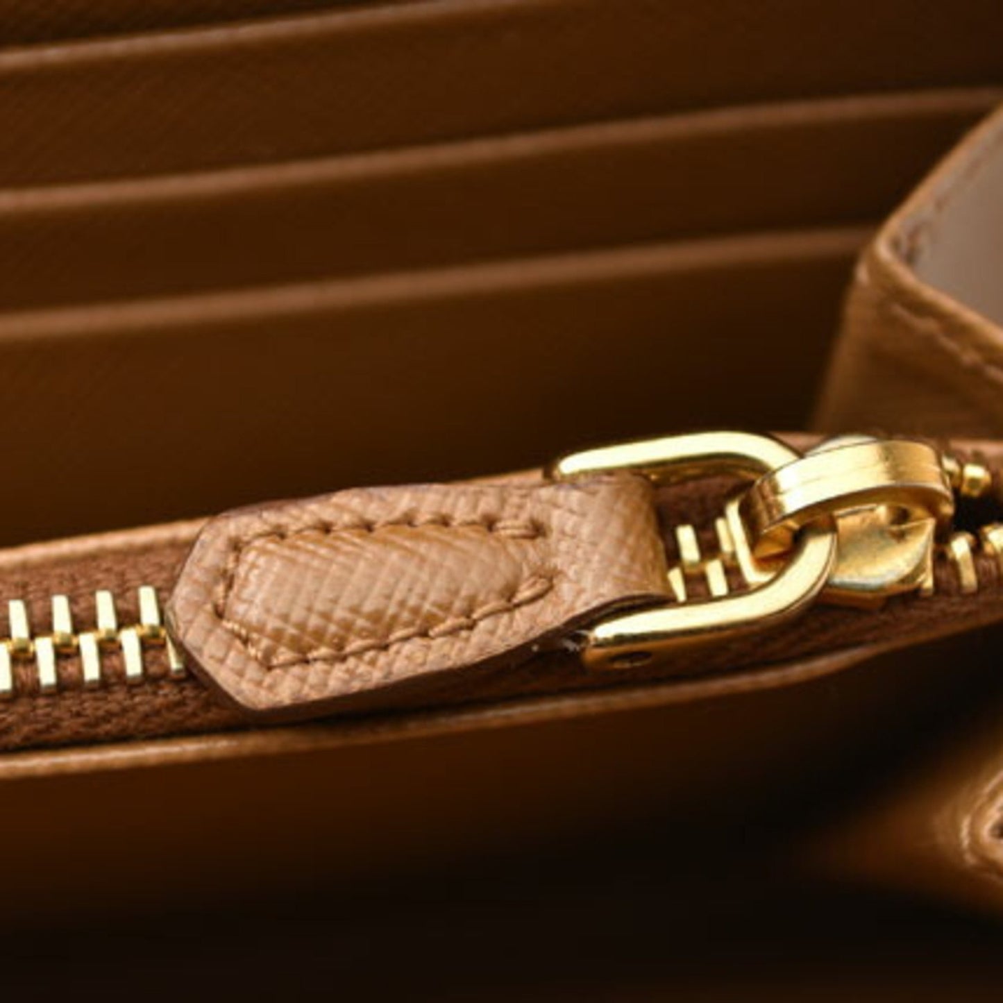 Prada Wallet Prada Long 1M0506 Saffiano Metal Embossed Leather Caramel Caramel