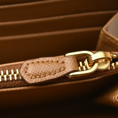 Prada Wallet Prada Long 1M0506 Saffiano Metal Embossed Leather Caramel Caramel