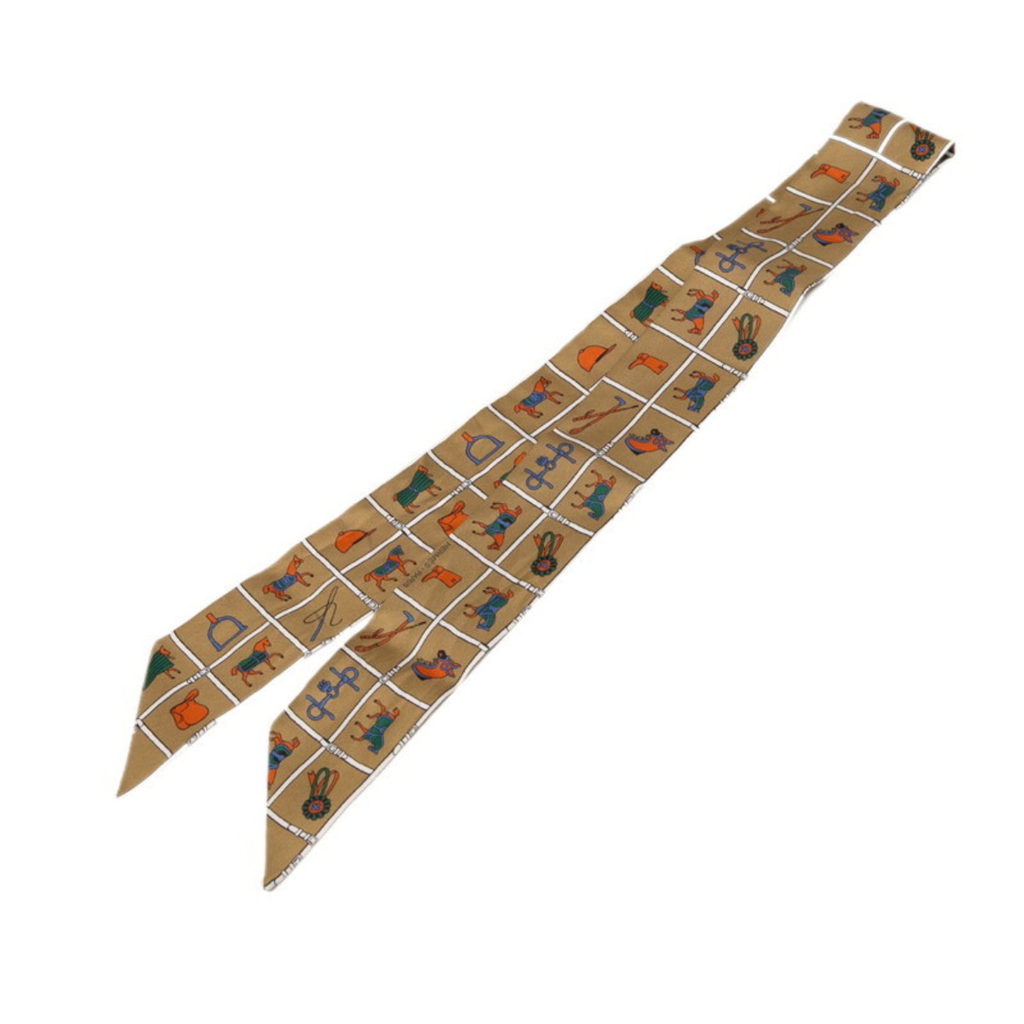 Hermes Herms Twilly Horse Blanket Scarf/Muffler In Brown