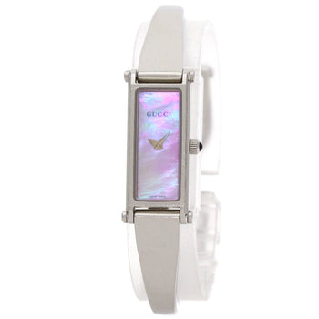 Gucci 1500L Square Face Bangle Pink Shell Watch Stainless Steel/Ss
