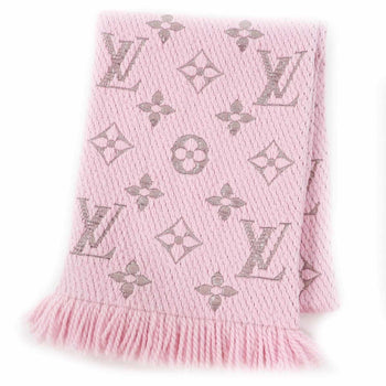 Louis Vuitton M70466 Echarpe Logomania Shine Wool And Silk Rose Ballerine Fringed Knit Scarf