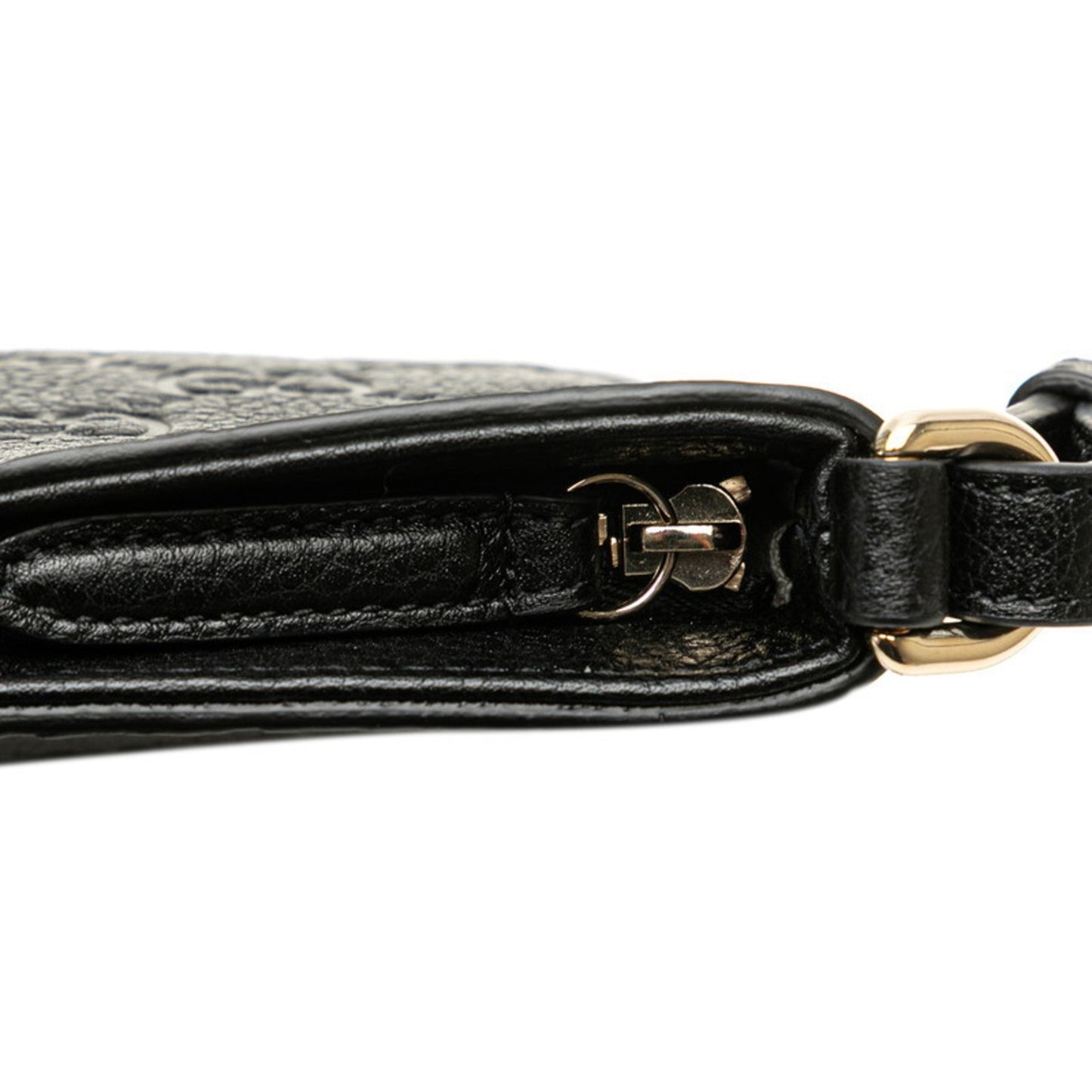 Gucci Gg Emblem Medium Chain Handbag/Shoulder Bag 2Way 815277 Black Leather