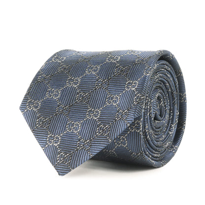 Gucci Gg Monogram Regimental Silk Tie In Navy Blue For Men