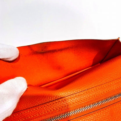 Hermes Bearn Soufflet Orange Long Wallet