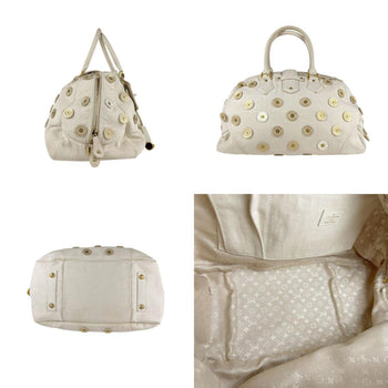 Louis Vuitton Handbag Polka Dots Panama Bowly Canvas Leather Light Beige Gold