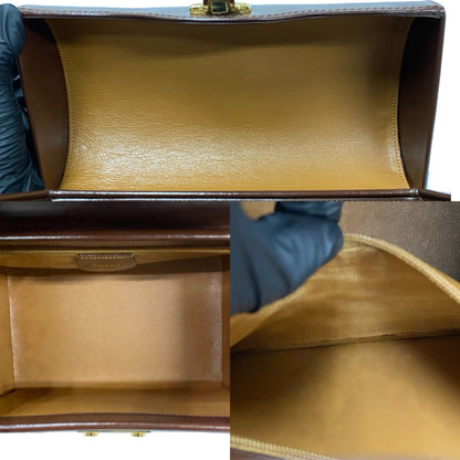Gucci Old Gucci Ladylock Leather Handbag/Mini Tote Bag In Brown