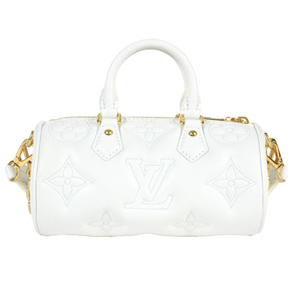 Louis Vuitton Papillon Bb Bubble Gram Shoulder Bag 3Way Calfskin M59827 White Rfid Handbag