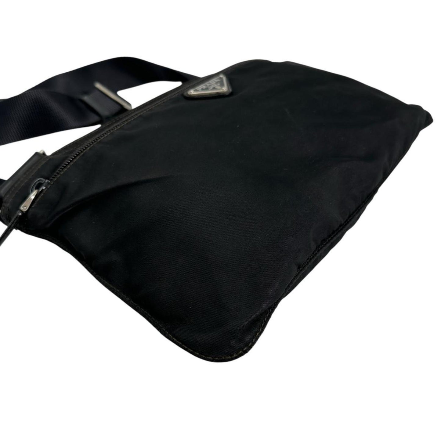 Prada Shoulder Bag Body Triangle Logo Nylon Black