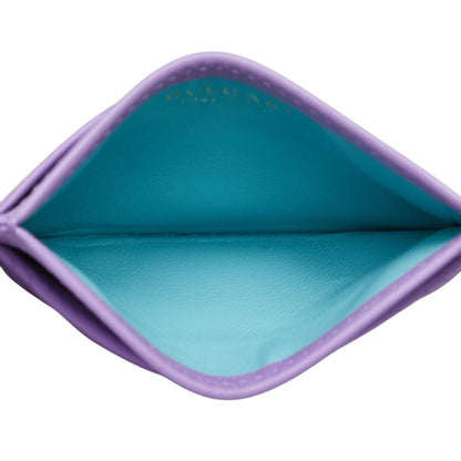 Bvlgari Serpenti Cabochon Card Case In Purple Leather
