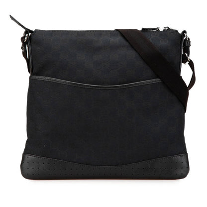 Gucci Gg Canvas Shoulder Bag 145857 Black Leather