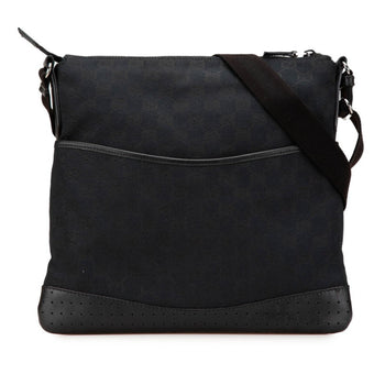 Gucci Gg Canvas Shoulder Bag 145857 Black Leather