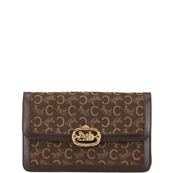 Celine C Macadam Carriage Hardware Clutch Bag In Brown Canvas