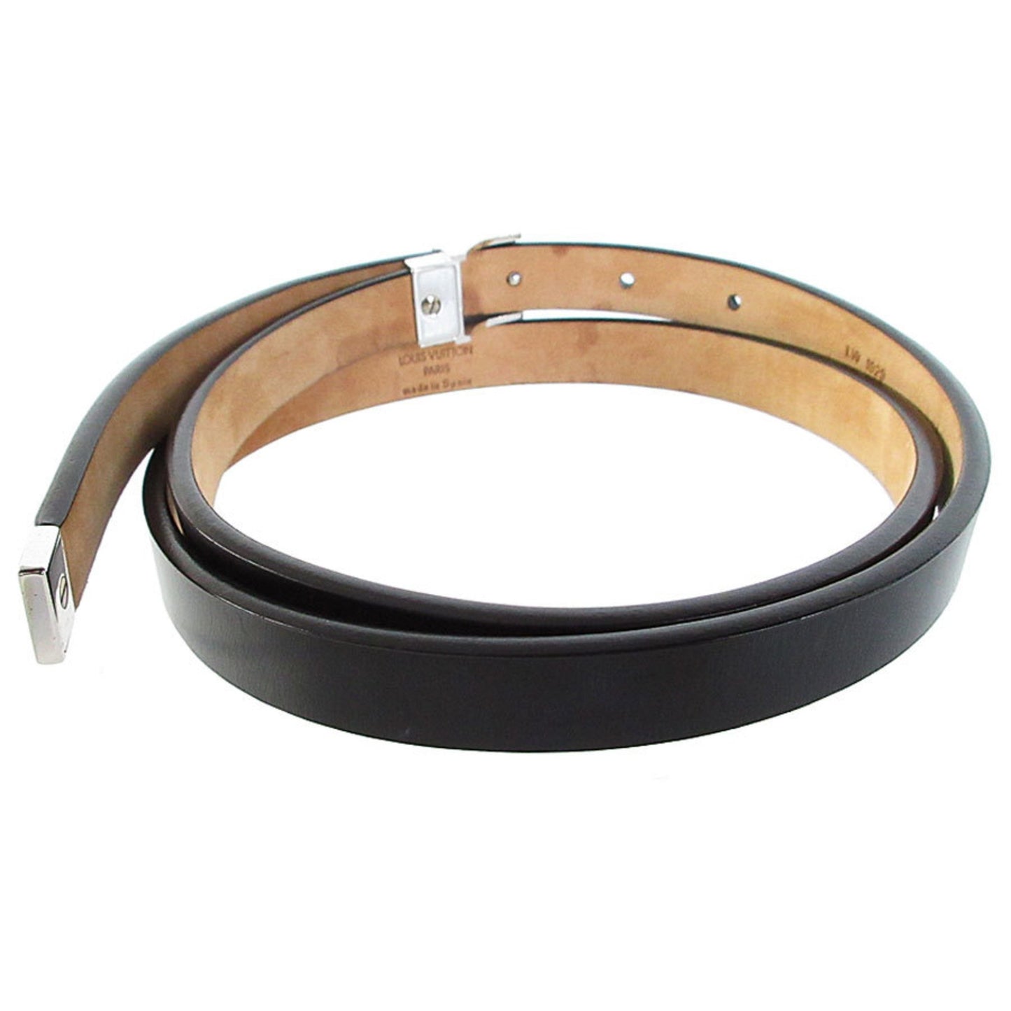 Louis Vuitton Belt Leather Metal Black Silver