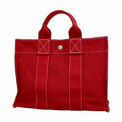 Hermes Herms Deauville Pm Tote Bag In Red Canvas