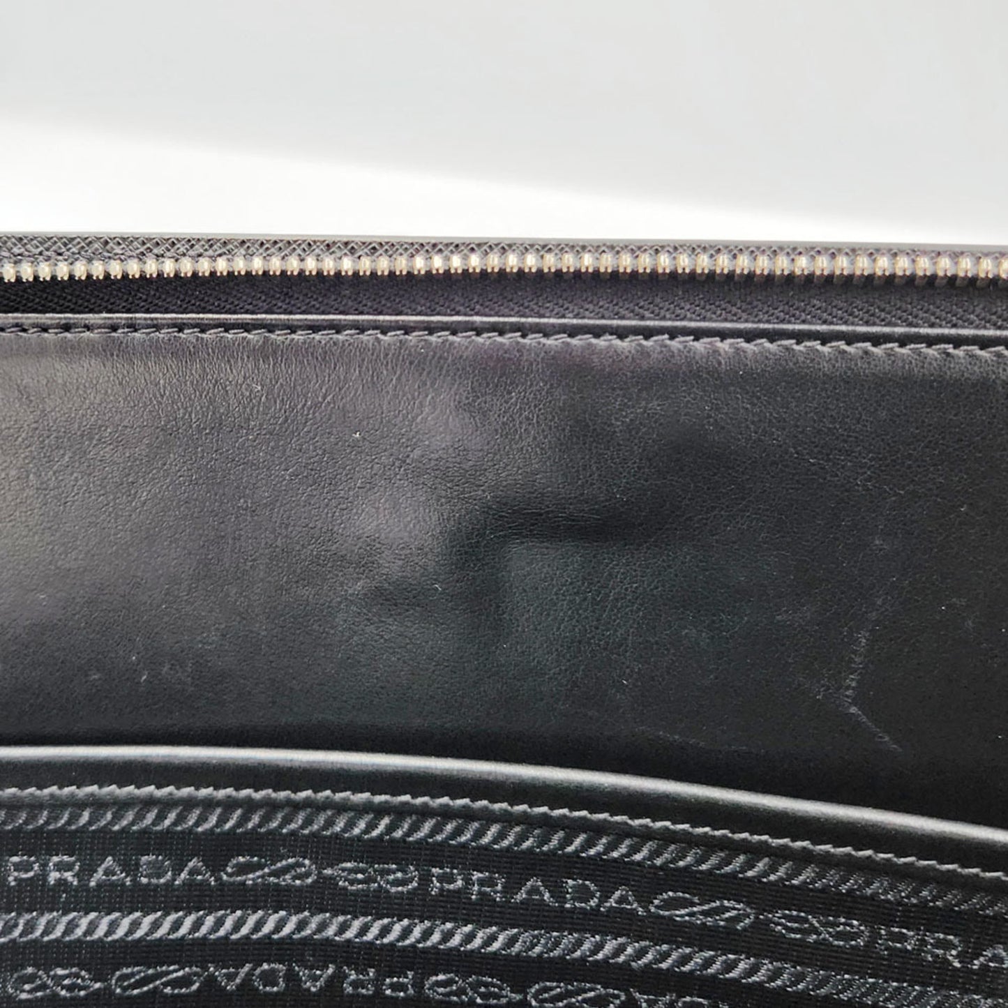 Prada Saffiano Clutch Bag 2Vn003 Black Leather