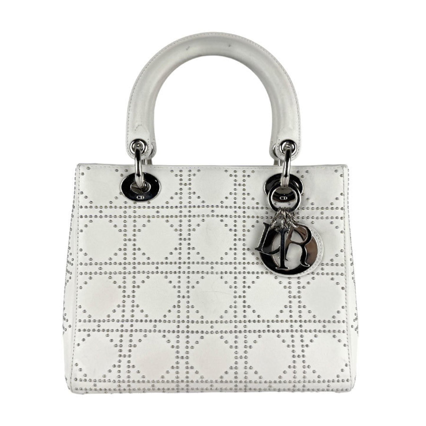 Christian Dior Lady Leather And Metal Shoulder Bag In White For Women