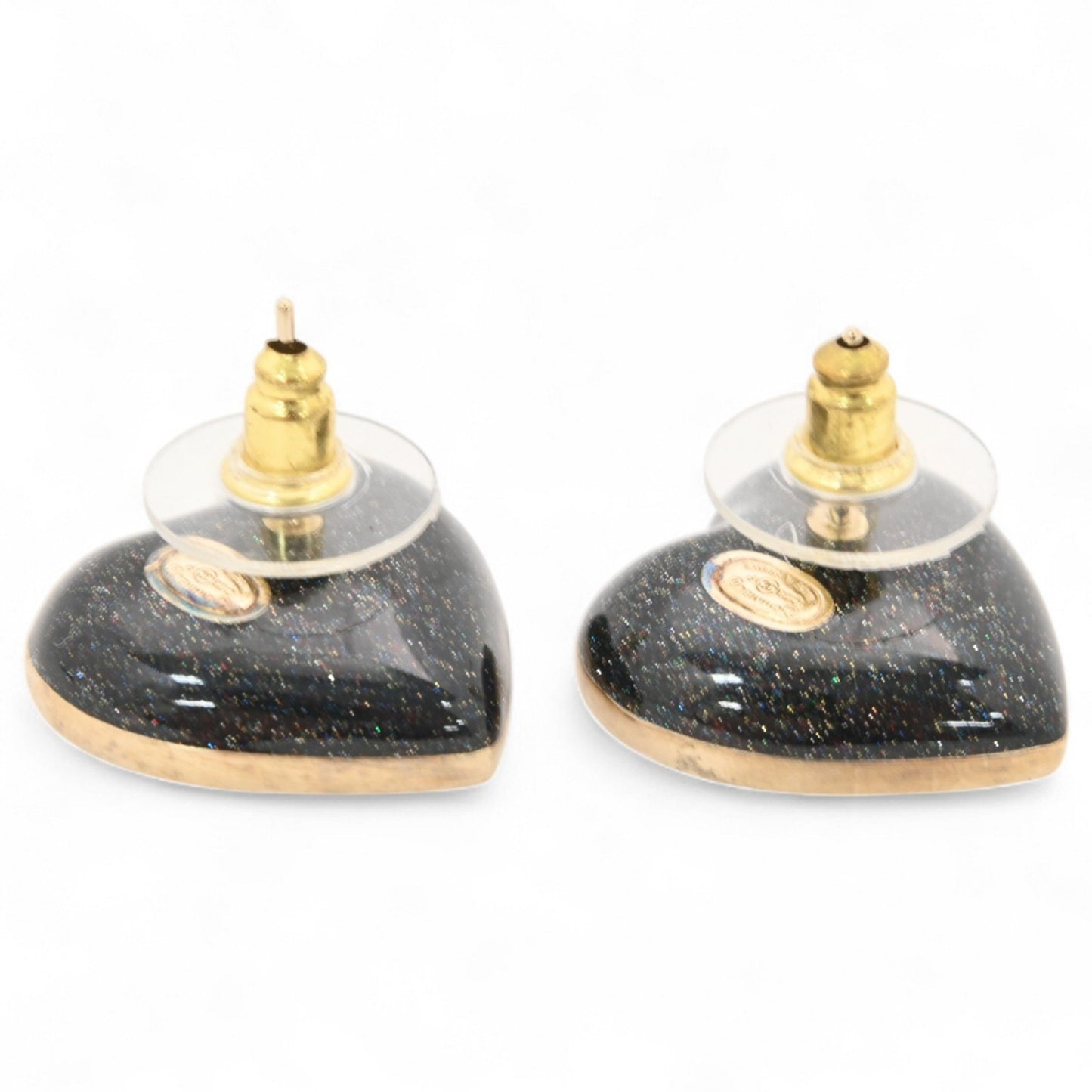 Chanel Coco Mark Earrings In Black Gold