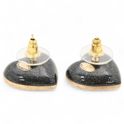 Chanel Coco Mark Earrings In Black Gold