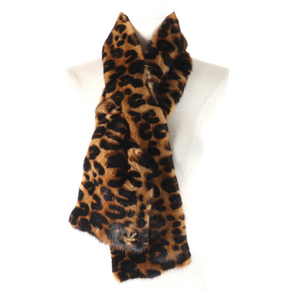 Louis Vuitton 412005 Mink Fur Shawl Scarf With Lv Logo Hardware And Leopard Print