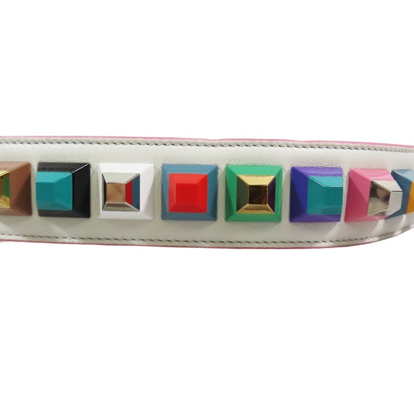 Fendi Strap You Rockstud Shoulder Strap In Multicolored Leather