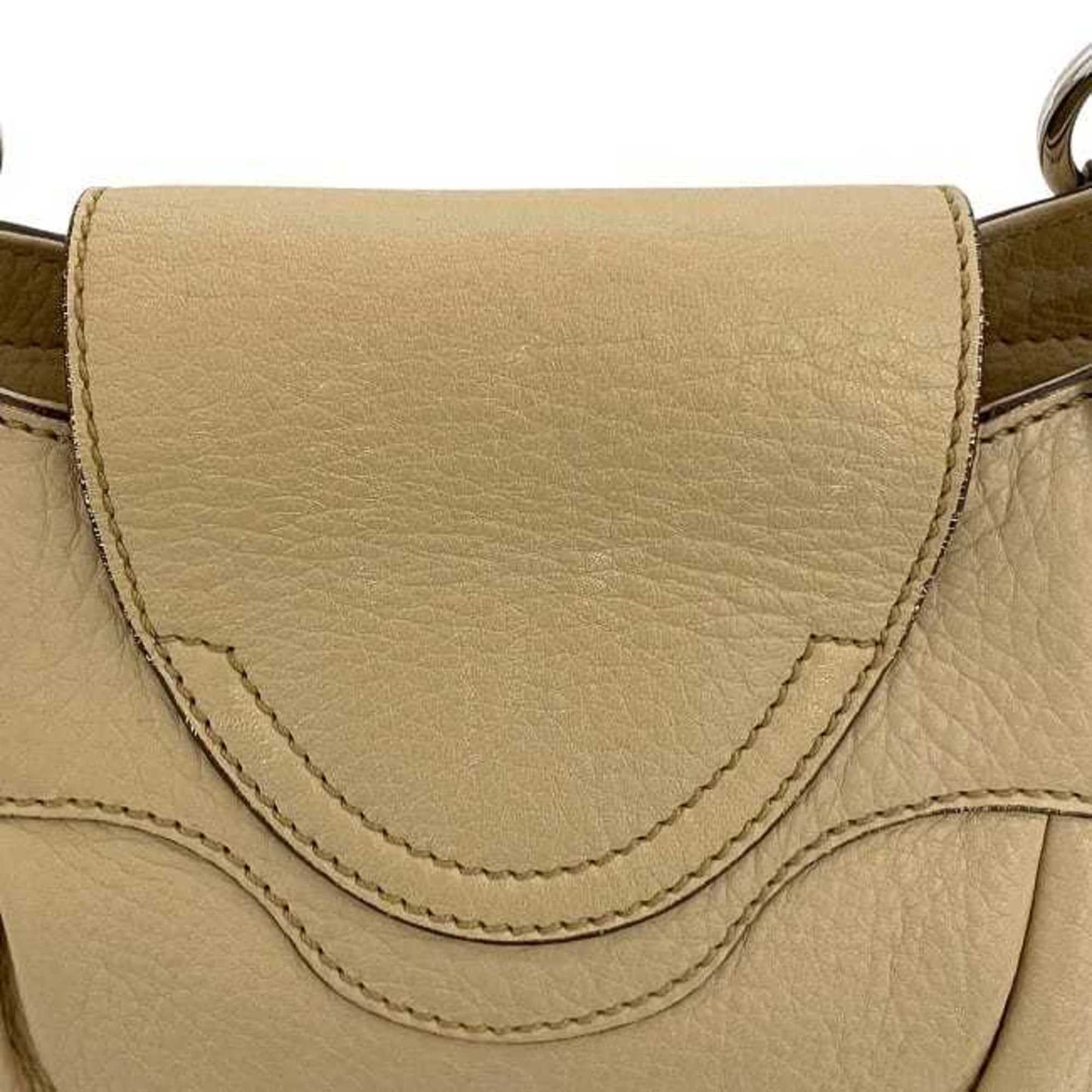 Salvatore Ferragamo Handbag Ec-23957 Beige Gancini Leather Au-21/6317 Flap Bag