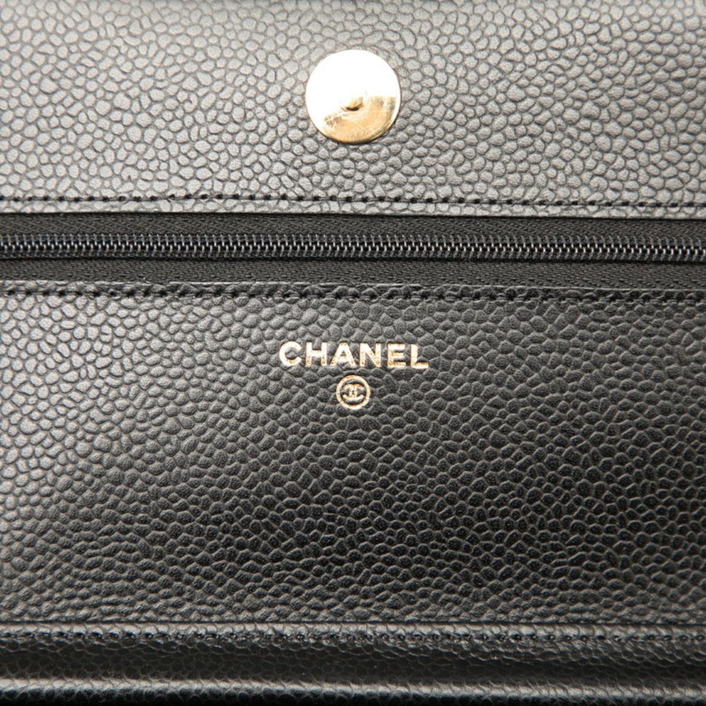 Chanel Matelasse Coco Mark Chain Wallet Shoulder Bag In Black Caviar Skin