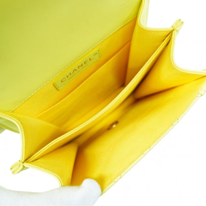 Chanel Shoulder Bag Boy Chain Lambskin Green Champagne