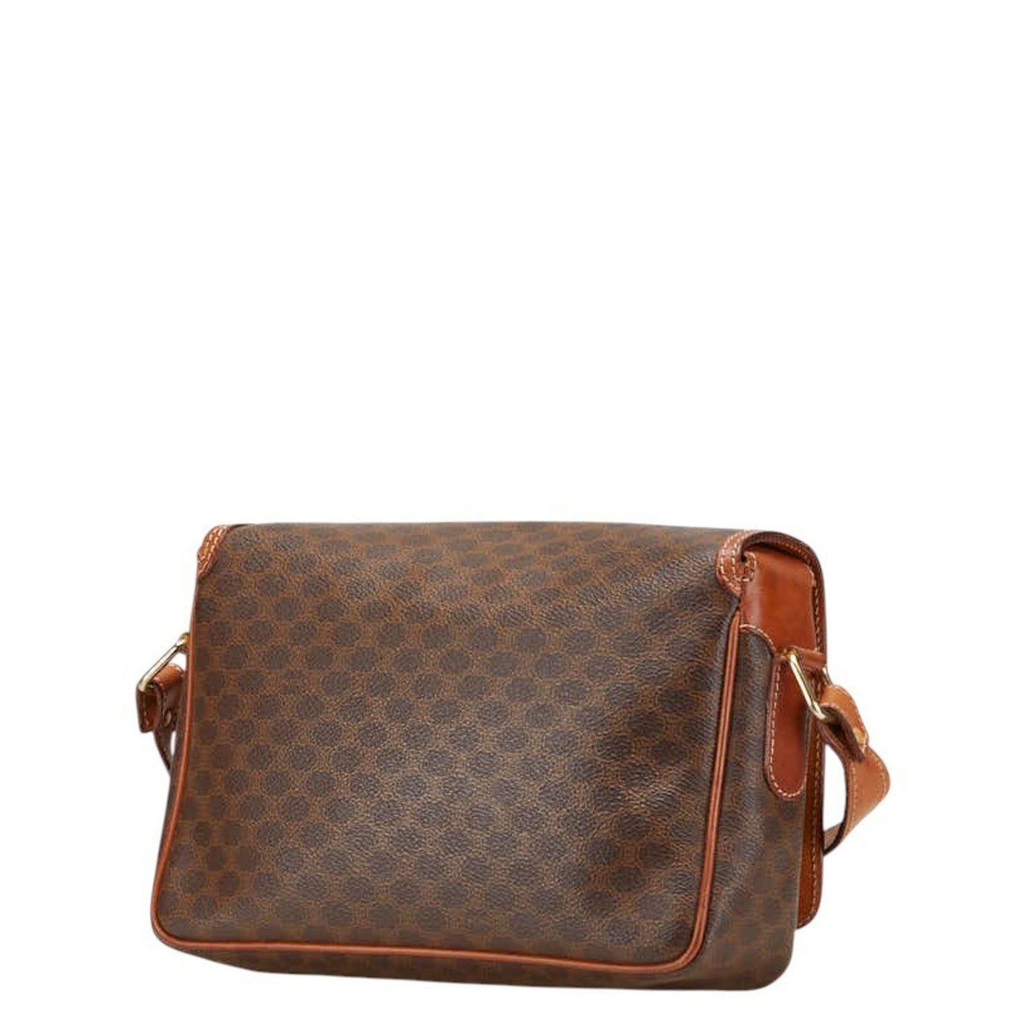Celine Macadam Crossbody Shoulder Bag In Brown Leather
