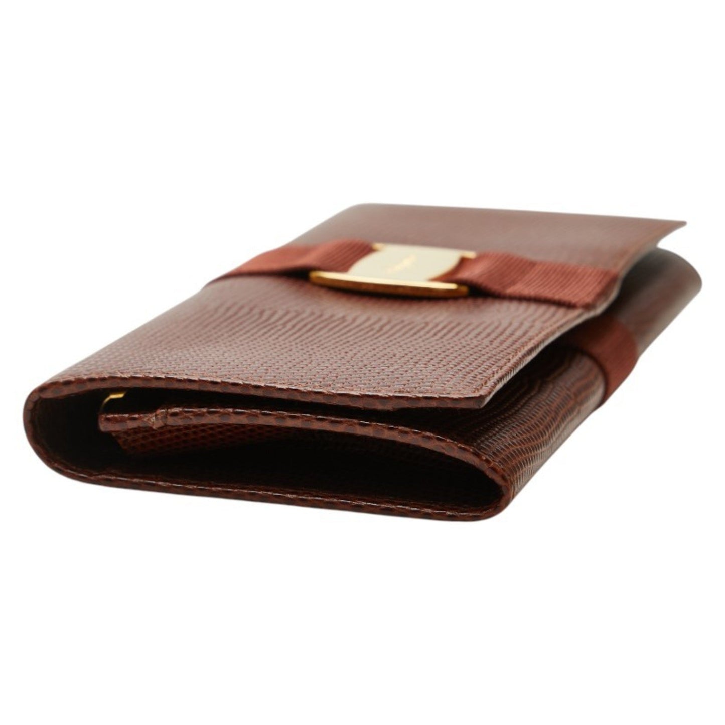 Salvatore Ferragamo Vara Long Wallet In Brown Leather