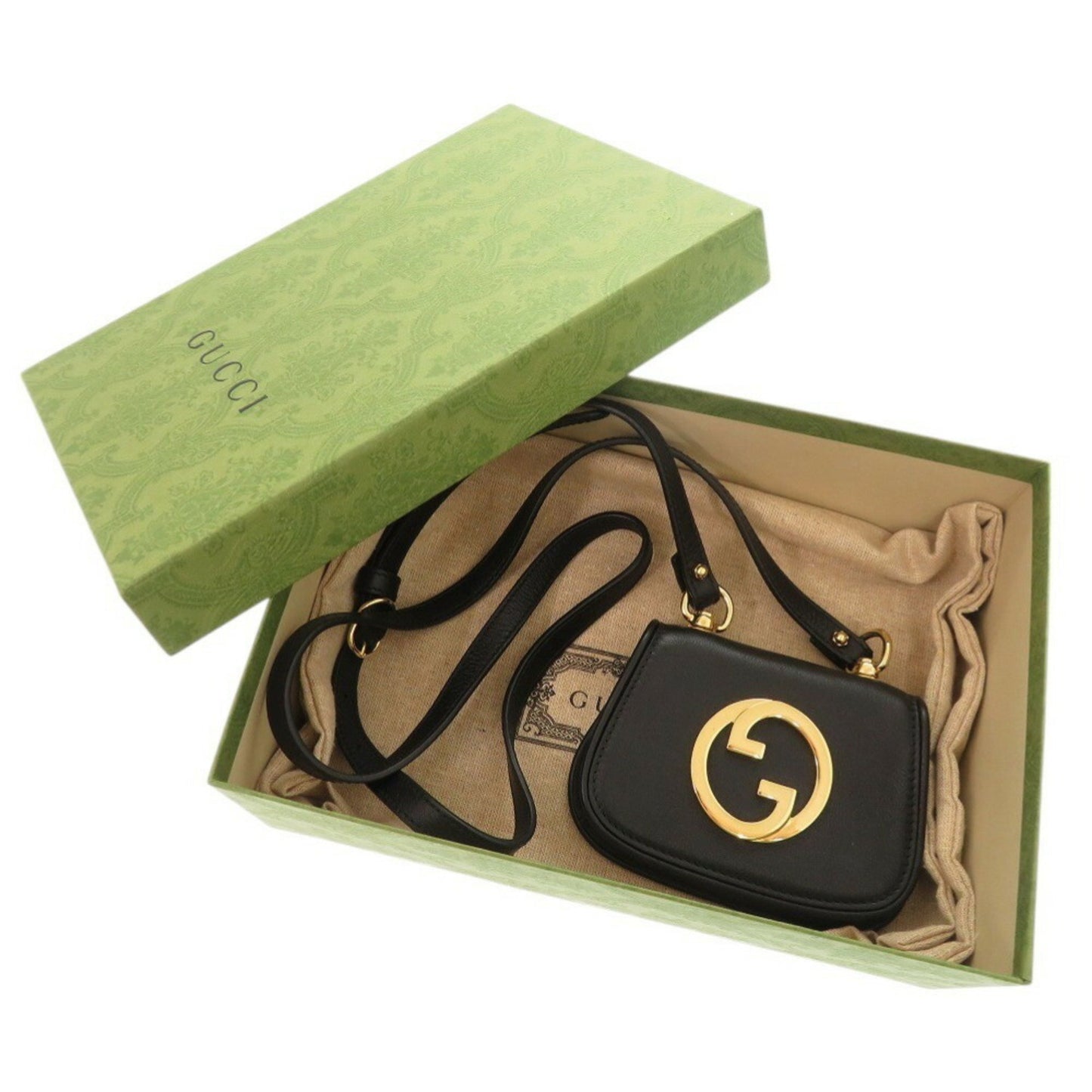 Like New Gucci Blondie 698635 Leather Black Shoulder Bag Pouch 1336Gucci