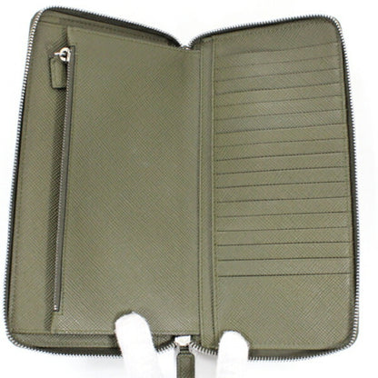 Prada Khaki Saffiano Long Wallet