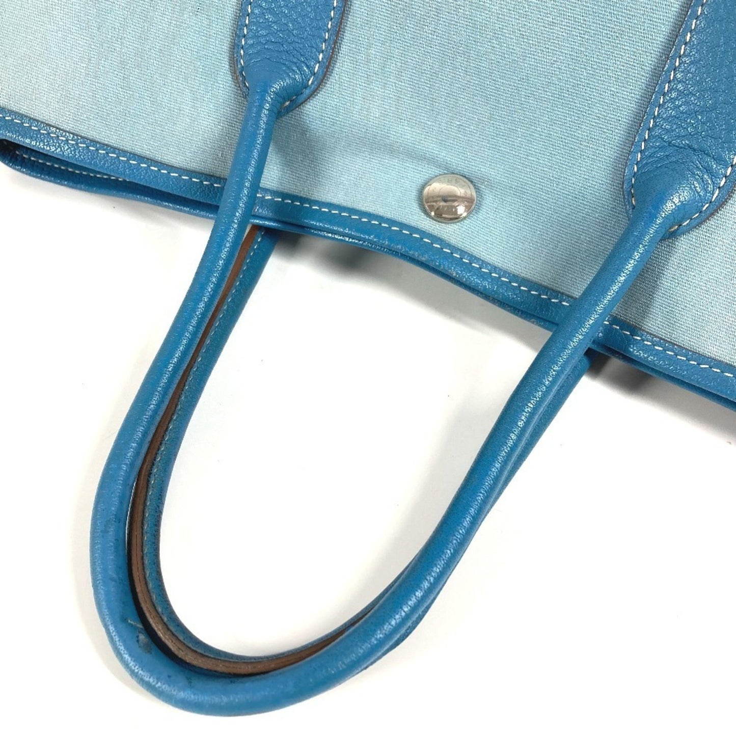 Hermes Garden Party Tpm Toile Officier Leather Handbag/Tote Bag