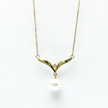 Mikimoto Pearl Diamond Necklace Yellow Gold (18K) Diamond