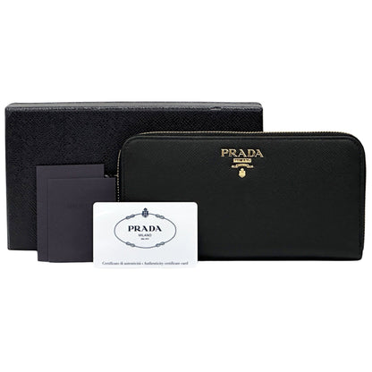 Prada Saffiano Black Long Wallet (1Ml506) For Men And Women