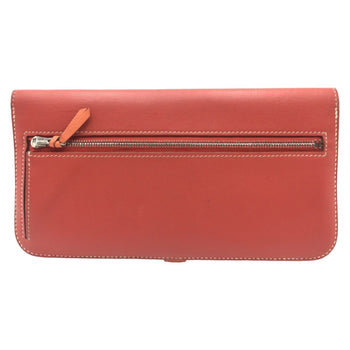 Hermes Hermes Dogon Long Red Sanguine Crevette Leather Wallet O Stamp