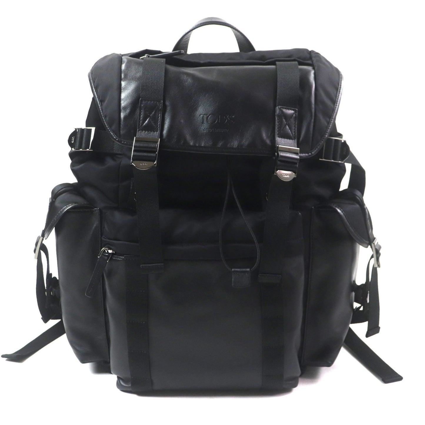 Tod'S Xbmtrkg0300Spfb999 Medium Fabric And Leather Backpack With Engraved Logo