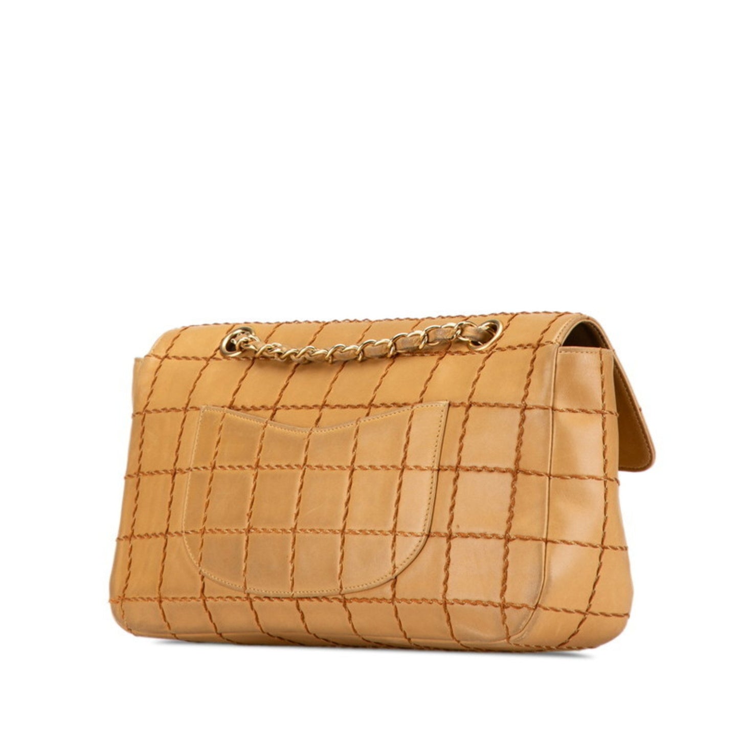 Chanel Wild Stitch Chocolate Bar Chain Shoulder Bag In Beige Lambskin