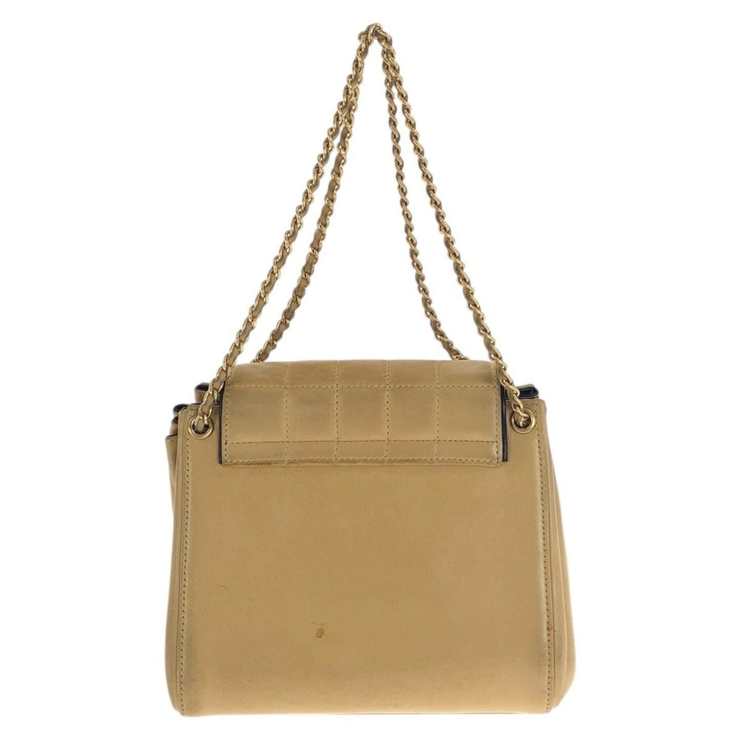 Chanel Vintage 2.55 Chocolate Bar Turnlock Beige Lambskin Shoulder Bag With Gold Hardware And Chain