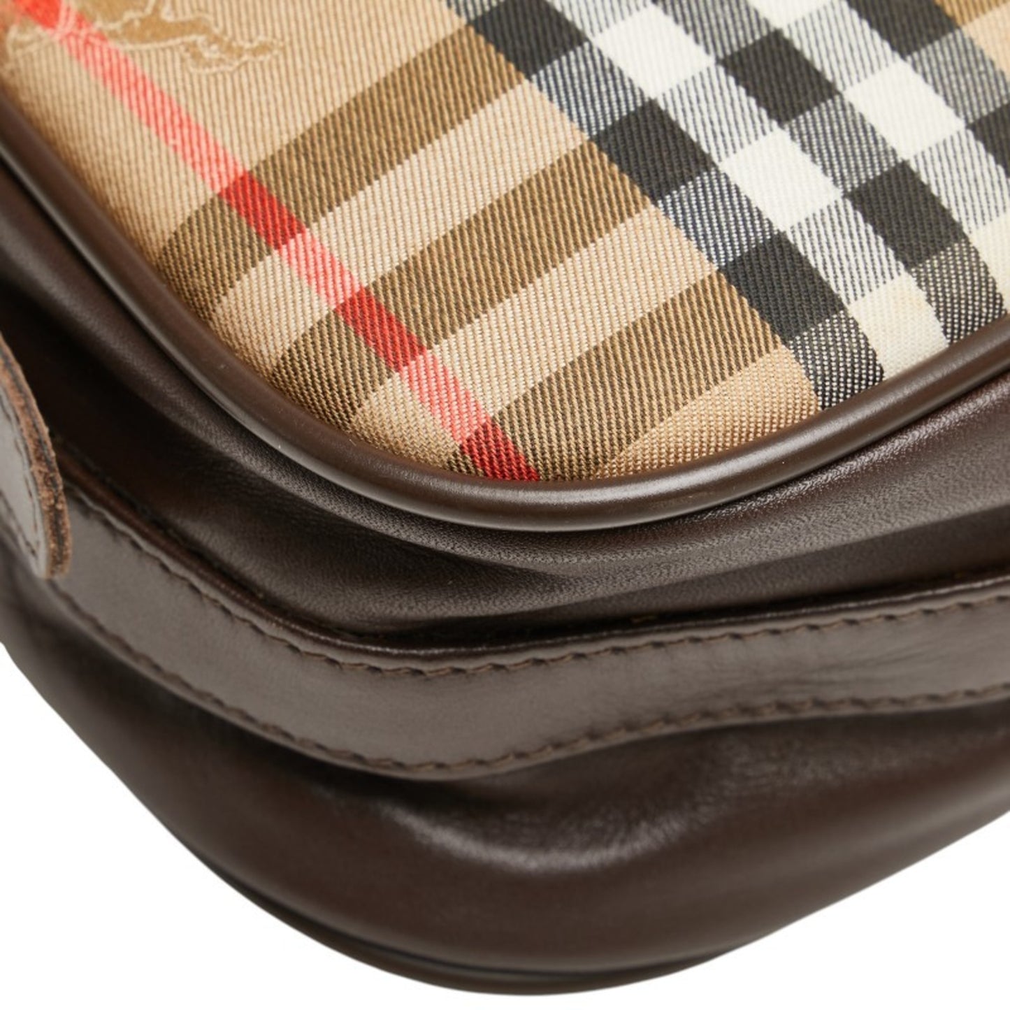 Burberry Nova Check Shadow Horse One-Shoulder Bag In Beige Multicolor Canvas