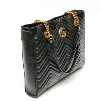 Gucci Gg Marmont Chain Tote Bag 524578 Leather Black E-158644
