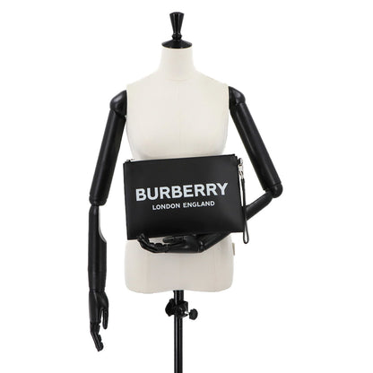 Burberry Print Clutch Bag In Black Leather