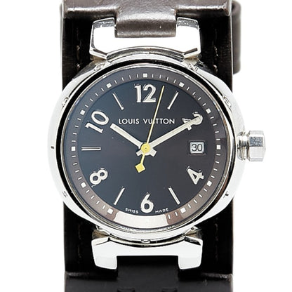 Louis Vuitton Tambour Watch Q1111 Quartz Brown Dial Stainless Steel Leather