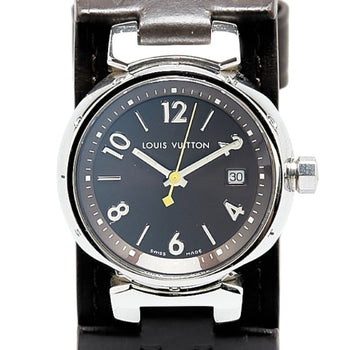 Louis Vuitton Tambour Watch Q1111 Quartz Brown Dial Stainless Steel Leather
