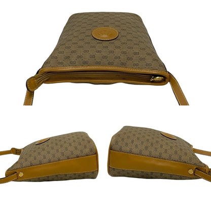 Gucci Vintage Micro Gg Logo Leather Mini Shoulder Bag/Pochette In Brown
