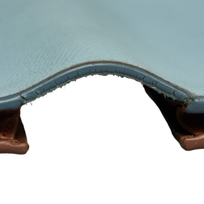 Celine Bi-Fold Wallet Blue Brown Leather