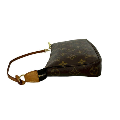 Louis Vuitton Pochette Accessoires Monogram Leather Mini Handbag Pouch Brown 53615