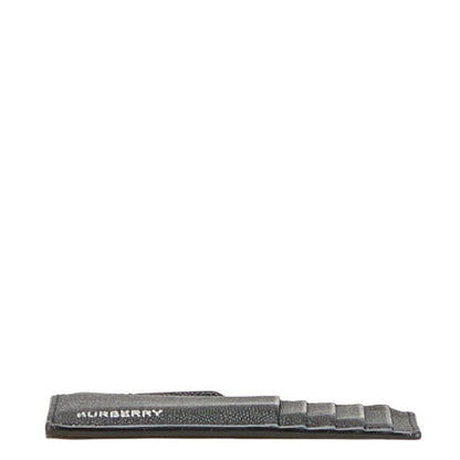 Burberry Logo Fragment Case Card Black Leather