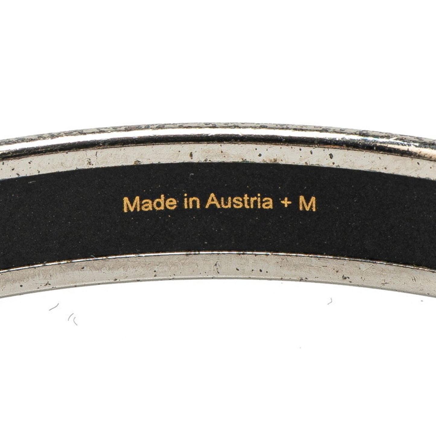 Hermes Enamel Bangle Silver White Multicolor Metal