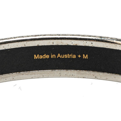 Hermes Enamel Bangle Silver White Multicolor Metal