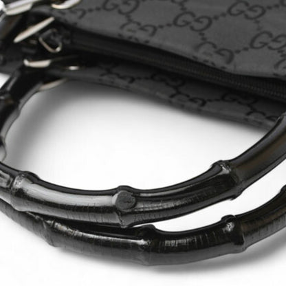Gucci Handbag Tote Bag Bamboo 2Way Nylon Canvas Gg Black 002 1016